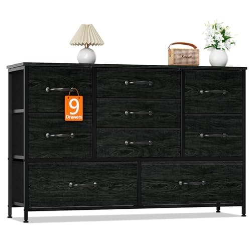 Furnulem Black Oak TV Stand with Power Outlet for 55" TVs