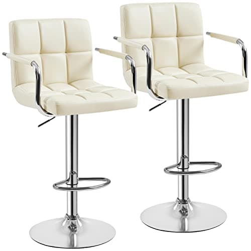 2 Black Yaheetech Adjustable Swivel Barstools for Kitchen and Bar