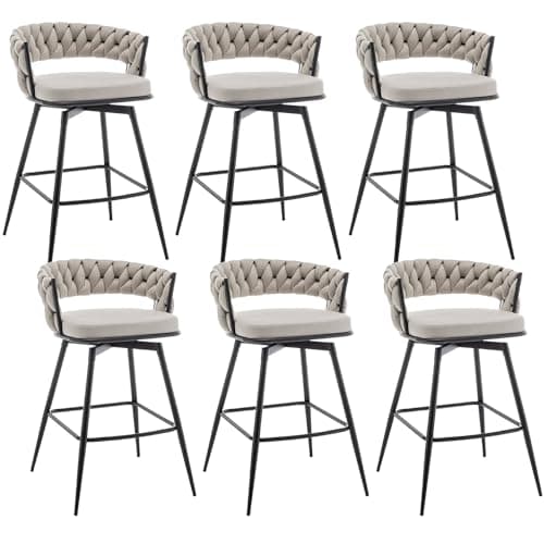 Beige 26" Swivel Bar Stool Set for Kitchen Island (Set of 2)