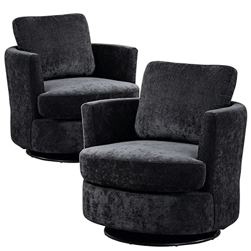 Set of 2 Modern Swivel Barrel Chairs for Nursery, Living Room, Bedroom - Light Blue