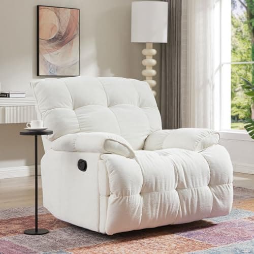 i-POOK Oversized Swivel Recliner Chair with Footrest, Cream
