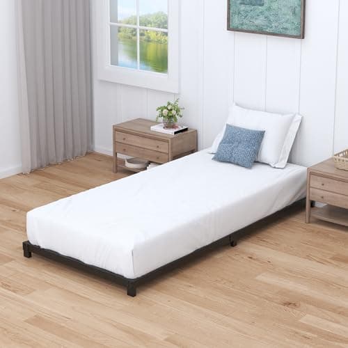 Black Heavy Duty Twin Bed Frame, No Box Spring Needed, Low Profile, Easy Assembly