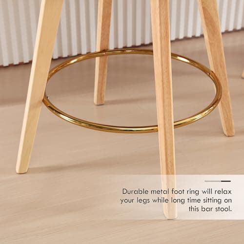 ONEVOG 26" Counter Height Swivel Bar Stool Set, Beige Linen Fabric