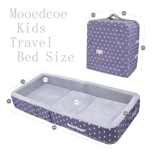 Mooedcoe Portable Foldable Toddler Travel Bed with Sides