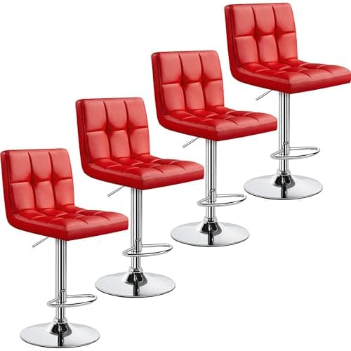 Yaheetech Lightweight PU Bar Stool Set, Modern Counter Height with Back and Footrest