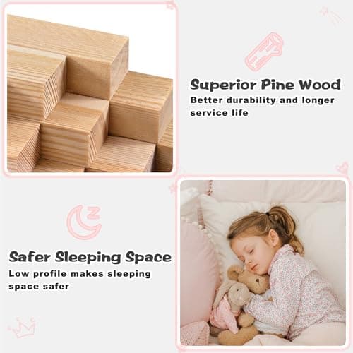 Twin Size Wood Montessori Bed with Guardrails & Detachable Door, White