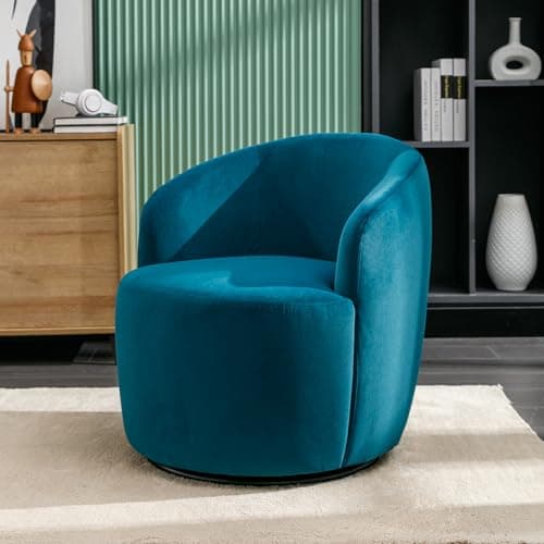 KIVENJAJA Teddy Sherpa Swivel Barrel Chair, Ivory, Modern Living Room Accent Chair