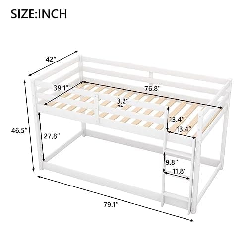 i-POOK Grey Twin Over Twin Bunk Bed with Safety Ladder