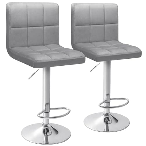 Homall Black PU Leather Adjustable Bar Stools for Kitchen Counter (Set of 2)