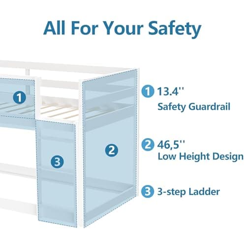 Twin Over Twin Bunk Bed for Childs and Dormitories