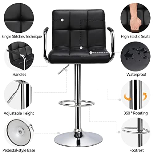 2 Black Yaheetech Adjustable Swivel Barstools for Kitchen and Bar