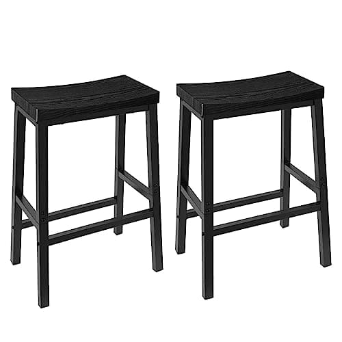 HOOBRO Black 23.6" Saddle Bar Stool Set BB02MD01