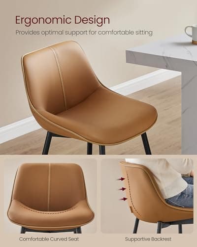 VASAGLE Caramel Brown Counter Height Bar Stools Set of 2 ULBC088K01