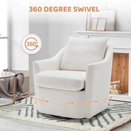 Modern Cream Swivel Accent Chair - Ideal for Living Room, Nursery, or Bedroom