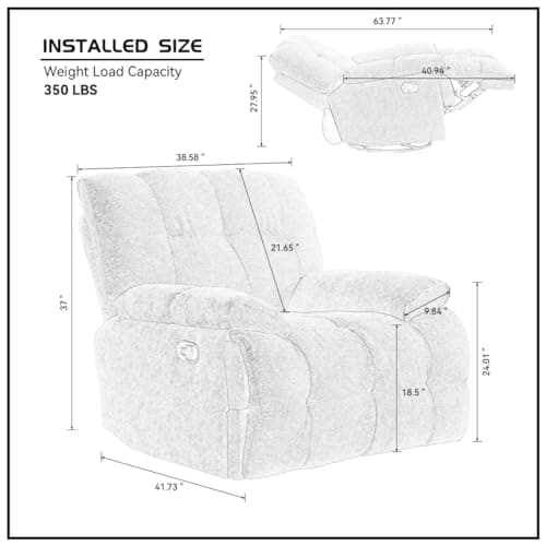 i-POOK Oversized Swivel Recliner Chair with Footrest, Cream