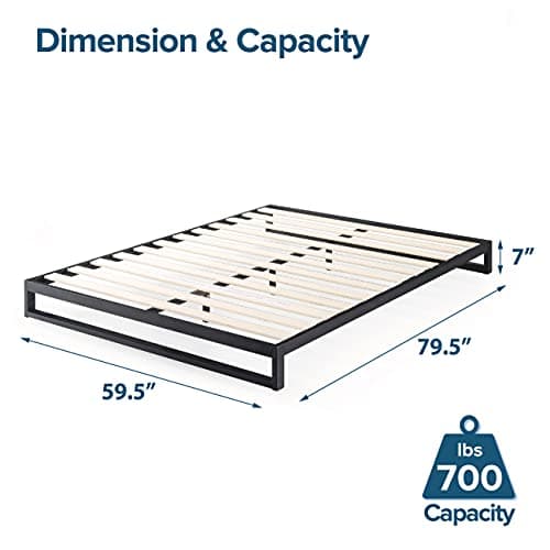 Zinus Trisha Black Metal Queen Bed Frame, Wood Slat Support