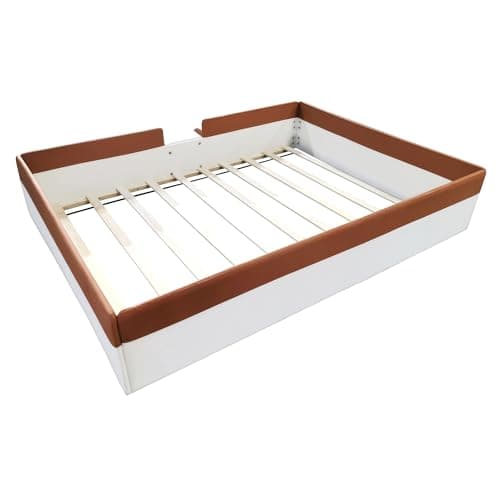 Montessori Queen Size Floor Bed for Kids (Brown+White)