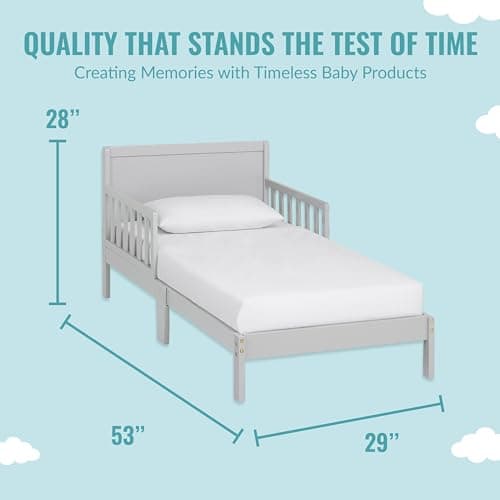 Dream On Me Brookside Pebble Grey Toddler Bed, Greenguard Gold & JPMA Certified