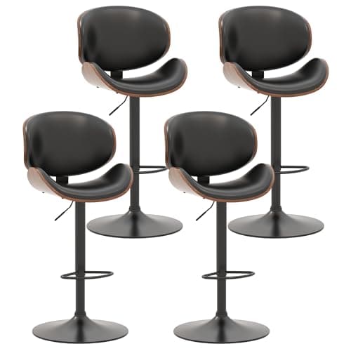 Set of 4 Swivel Adjustable Height Barstools with Footrest for Kitchen, Bar, Dining Room