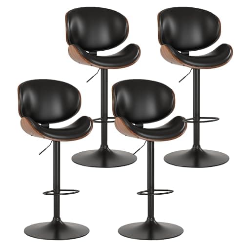 KCC Black PU Leather Bar Stool Set of 4