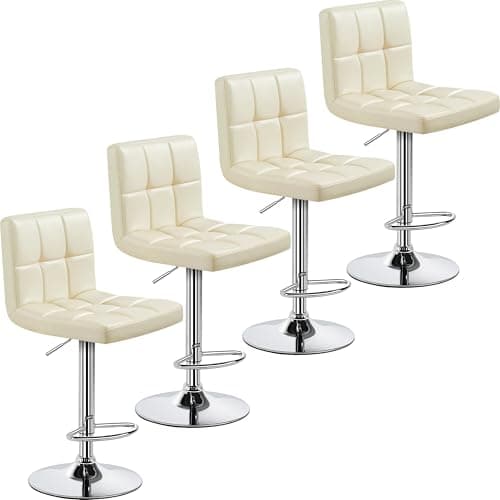 Yaheetech Lightweight PU Bar Stool Set, Modern Counter Height with Back and Footrest