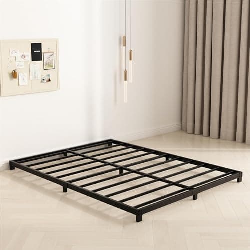 Heavy Duty 4 Inch Full Size Metal Bed Frame, Black, No Assembly Needed