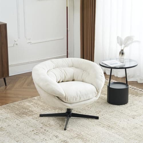 360 Degree Swivel Chenille Upholstered Accent Chair, Gray Metal Base Office Chair