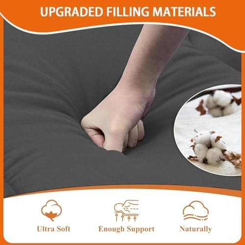 Foldable Japanese Futon Mattress for Camping, Guest Room - Twin, Grey