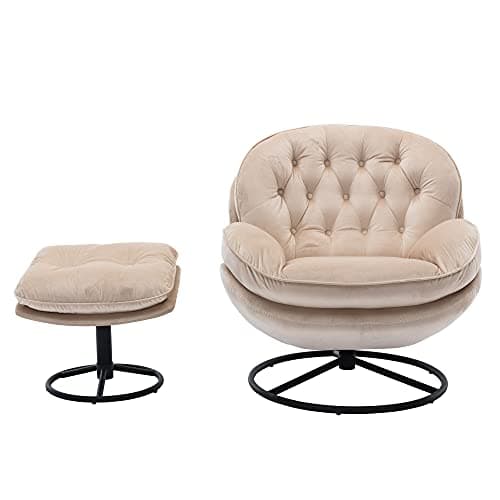 Modern Swivel Accent Chair with Ottoman for Living Room and Bedroom