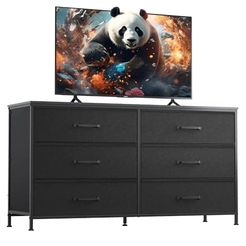 Rustic Brown Wood Grain Dresser with 6 Drawers and TV Stand for 50 TV