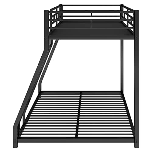 i-POOK Twin Over Full Metal Bunk Bed Frame with Ladder & Safety Guardrail, Gray