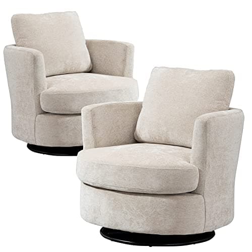 Set of 2 Modern Swivel Barrel Chairs for Nursery, Living Room, Bedroom - Light Blue