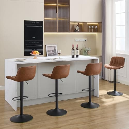 Brown Counter Height Adjustable Bar Stool Set (25"-33", 4PCS)