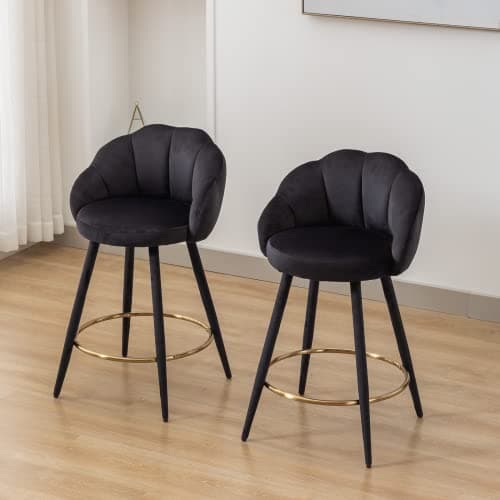 Modern Velvet Counter Stools Set of 4 - Black