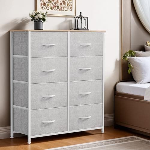 DWVO Tall Black Dresser with 8 Drawers for Bedroom & Closet