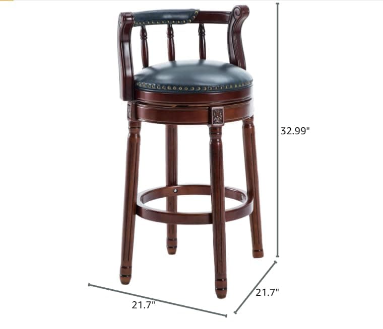 i-POOK Genuine Leather Bar Stools with Swivel Function and Footrests - Blue