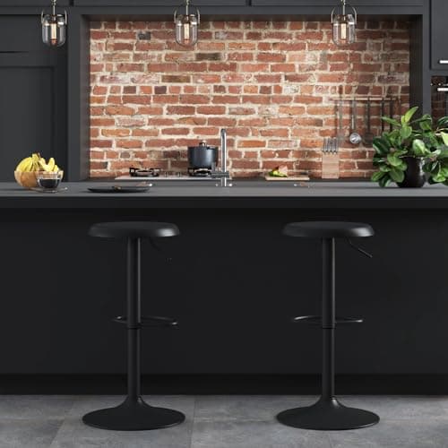 Brage Living Set of 2 Adjustable Swivel Bar Stools, Backless Counter Height Chairs for Kitchen and Cafe (Black)