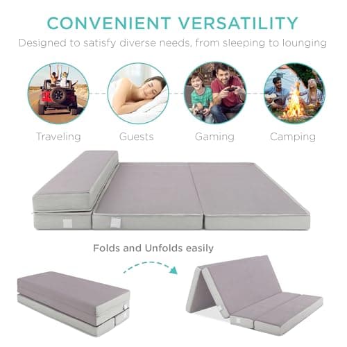 Best Choice 4in Portable Full-Size Tri-Fold Camping Mattress - Grey