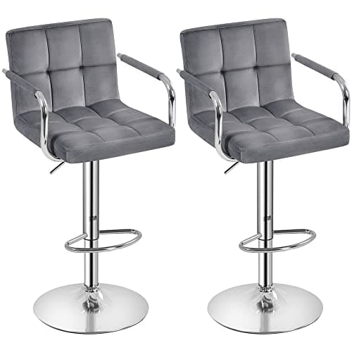 2 Black Yaheetech Adjustable Swivel Barstools for Kitchen and Bar