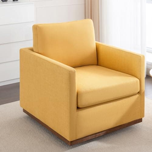 30 Oversized Swivel Chair with Thick Seat Cushion in Yellow