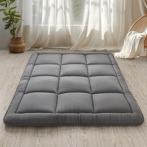 Japanese Futon Mattress 3" Grey, Foldable & Portable for Kids & Adults, Queen Size 60"x80"