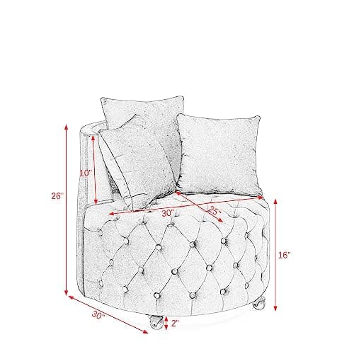 Swivel Accent Chair with Tufted Upholstery and Pillows