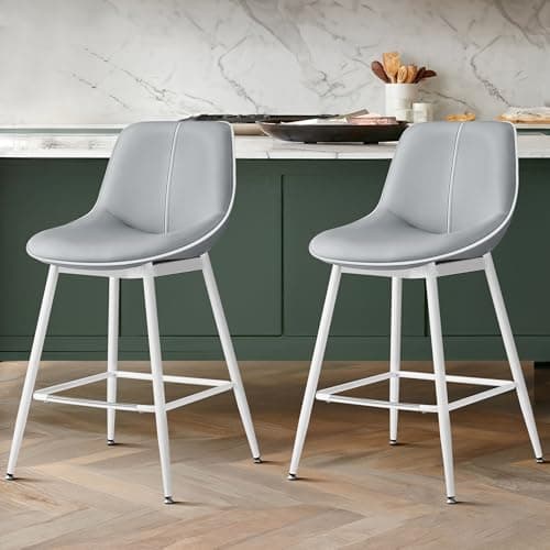 VASAGLE Dove Gray Counter Height Bar Stool Set of 2 ULBC088G01
