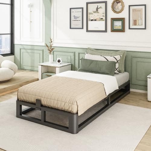 6 Inch Round Corner Twin Bed Frame - Low Profile Steel Slat Support