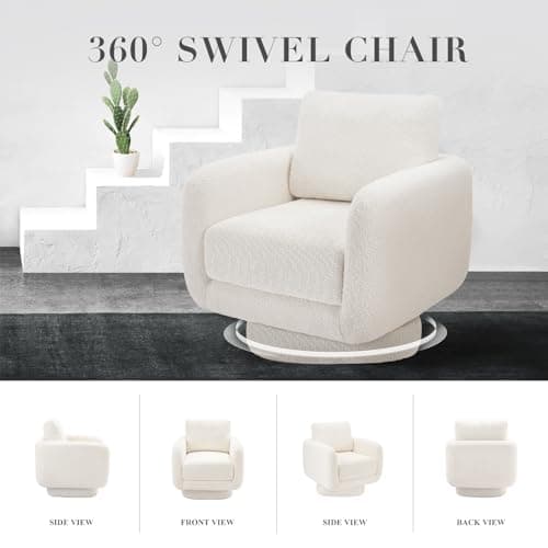 Modern 32 Swivel Accent Armchair for Living Room - White