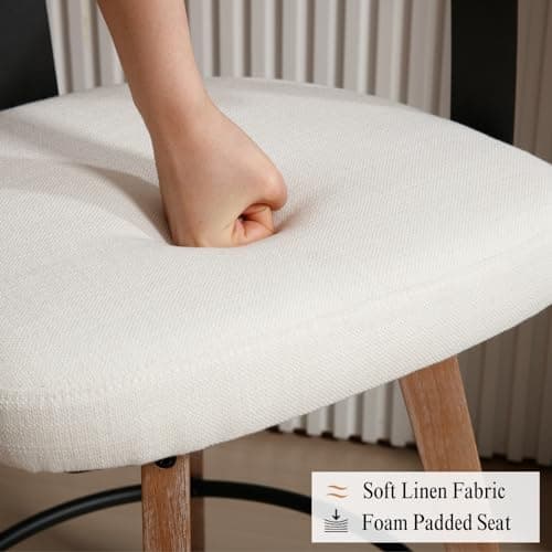 DUOMAY 360-Degree Swivel White Bar Stool Set of 4 - Modern Wood with Footrest