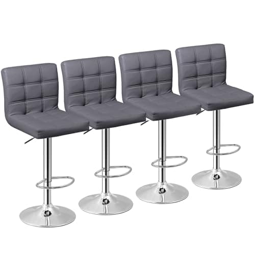 Modern PU Leather Swivel Bar Stools for Kitchen (4 Pack, Black)