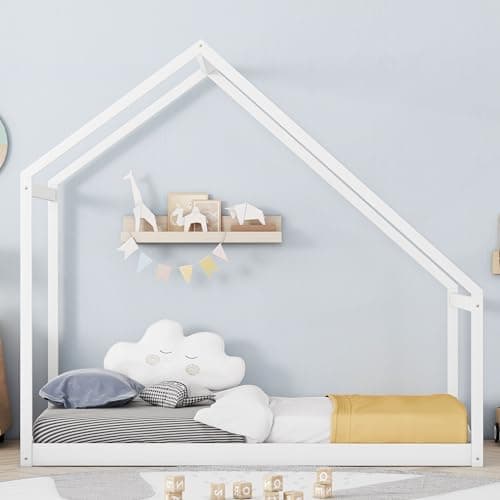 Merax Montessori Wooden Twin Bed for Kids, Sturdy & Quiet Assembly