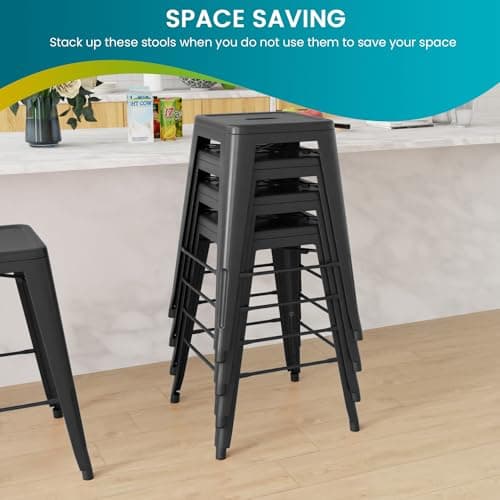 PayLessHere 24 Inch Metal Stool Set - Indoor/Outdoor Stackable Bar Chairs
