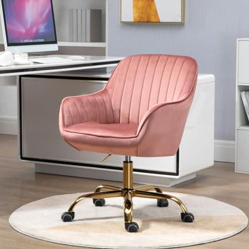 i-POOK Velvet Swivel Office Chair with Barrel Back and Gold Base, Green Armchair